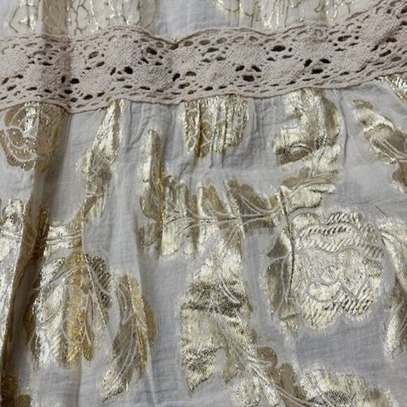 Me 2 Magic Anthropologie Tan Gold Lurex Crochet Accents Maxi Dress Size S NWT - Picture 6 of 8